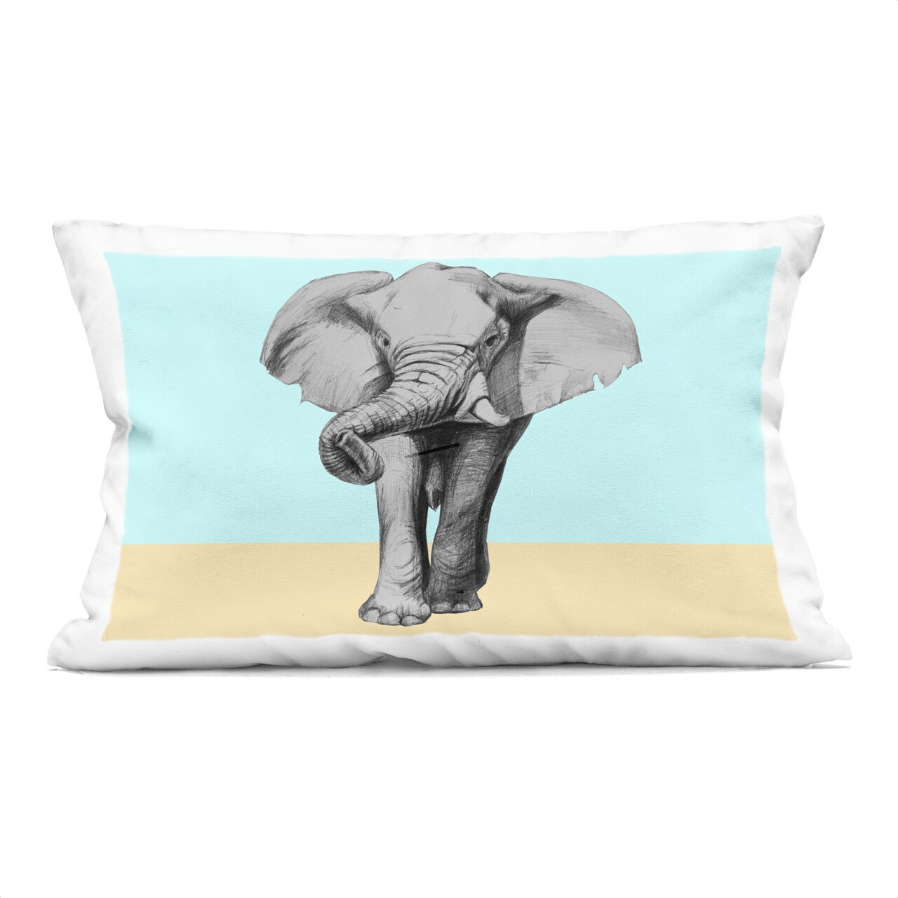 Stupell Industries Sketched Elephant on Blocked Hues Indoor Pillow, 14 x 7 x 20